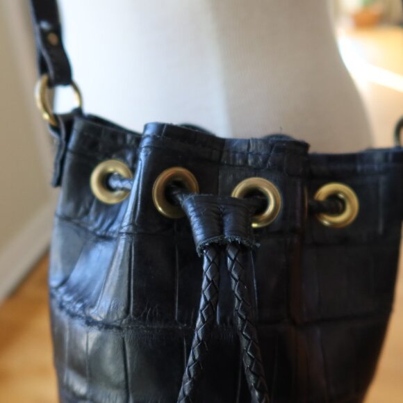 OOAK! Musick black crocodile bucket bag handmade by Meg Musick-Makely $600 - Picture 4 of 15